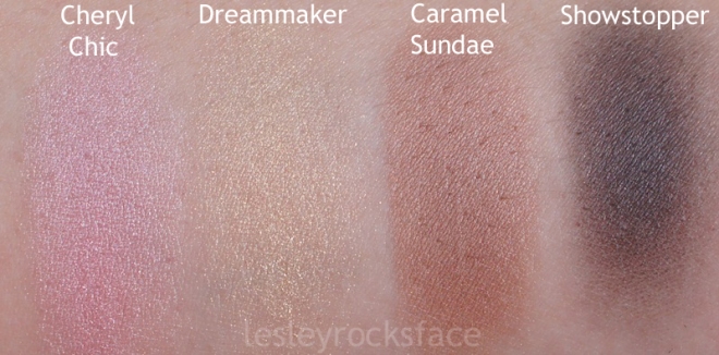 Photo taken outdoors in natural sunlight. Eye Shadows swatched on NC15 skin.