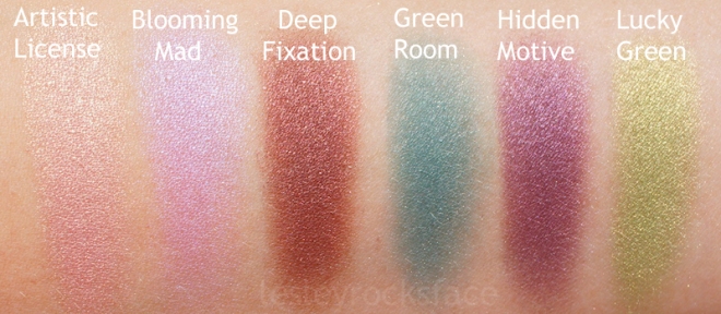 Photo taken outdoors in natural sunlight. Eye Shadows swatched on NC20 skin.